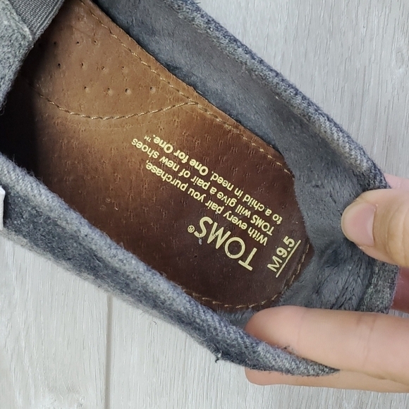 Toms Mens Plaid Gray Ash Flannel Comfort Slip on Loafer shoes sz 9.5 - Picture 9 of 9